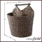 Casafield Toilet Paper Roll Storage Basket with Magazine Holder, Woven Water Hyacinth Wicker Bathroom Bin for Bath Tissue and Toiletries